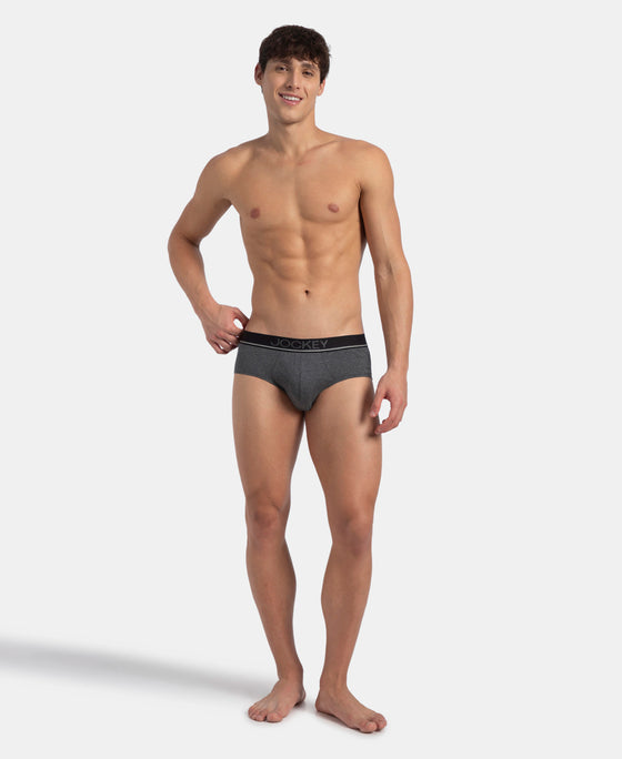 Super Combed Cotton Solid Brief with Ultrasoft Waistband - Charcoal Melange (Pack of 2)