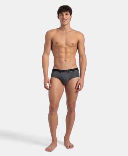 Super Combed Cotton Solid Brief with Ultrasoft Waistband - Charcoal Melange