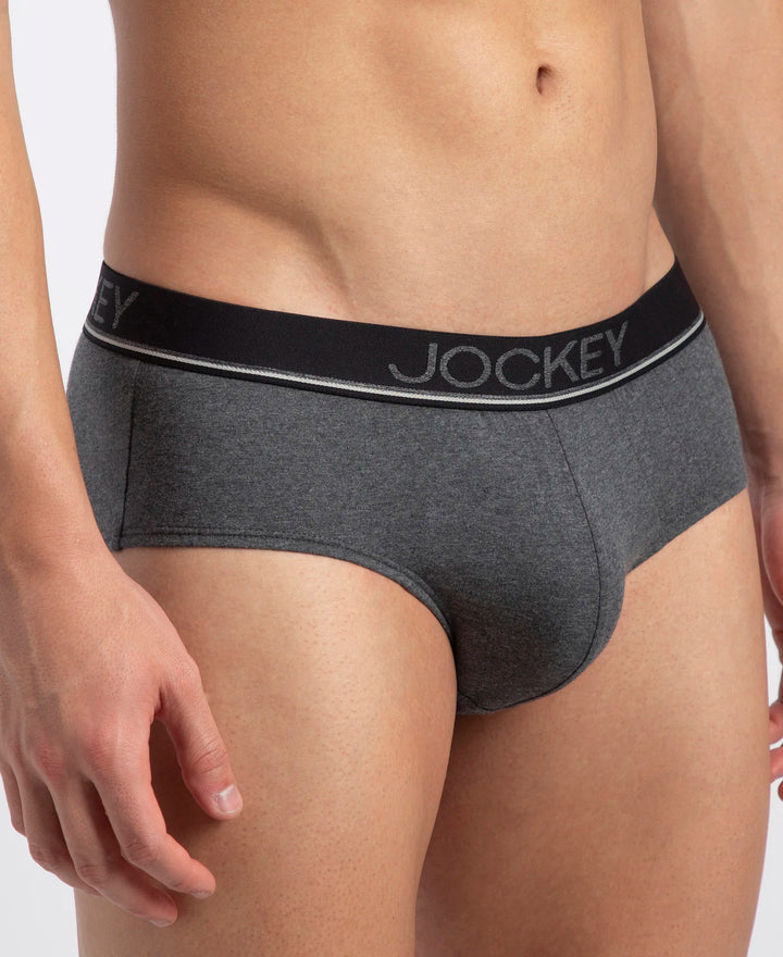 Super Combed Cotton Solid Brief with Ultrasoft Waistband - Charcoal Melange (Pack of 2)