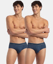 Super Combed Cotton Solid Brief with Ultrasoft Waistband - Dark Denim (Pack of 2)