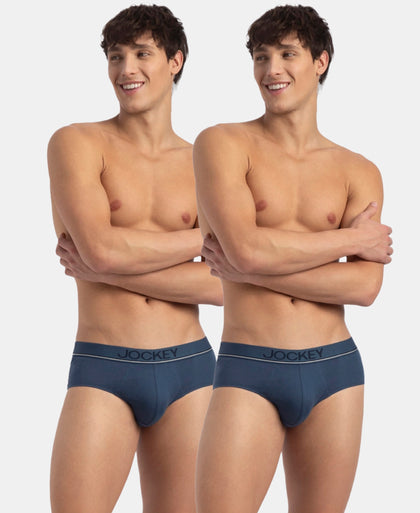 Super Combed Cotton Solid Brief with Ultrasoft Waistband - Dark Denim (Pack of 2)