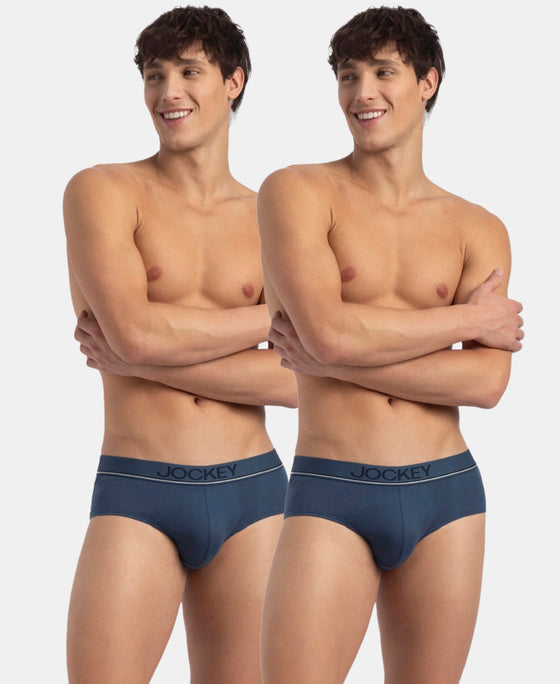Super Combed Cotton Solid Brief with Ultrasoft Waistband - Dark Denim (Pack of 2)
