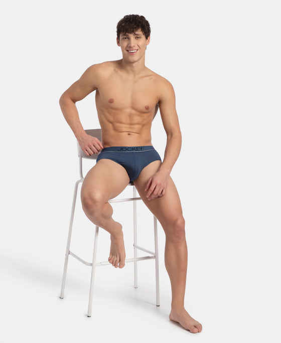 Super Combed Cotton Solid Brief with Ultrasoft Waistband - Dark Denim (Pack of 2)