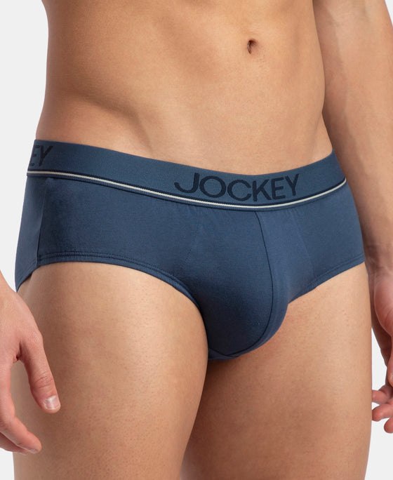 Super Combed Cotton Solid Brief with Ultrasoft Waistband - Dark Denim (Pack of 2)