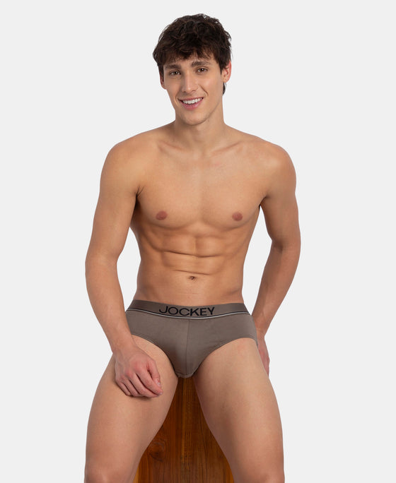 Super Combed Cotton Solid Brief with Ultrasoft Waistband - Dark Khaki