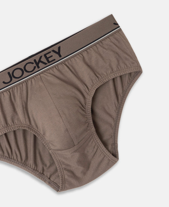 Super Combed Cotton Solid Brief with Ultrasoft Waistband - Dark Khaki