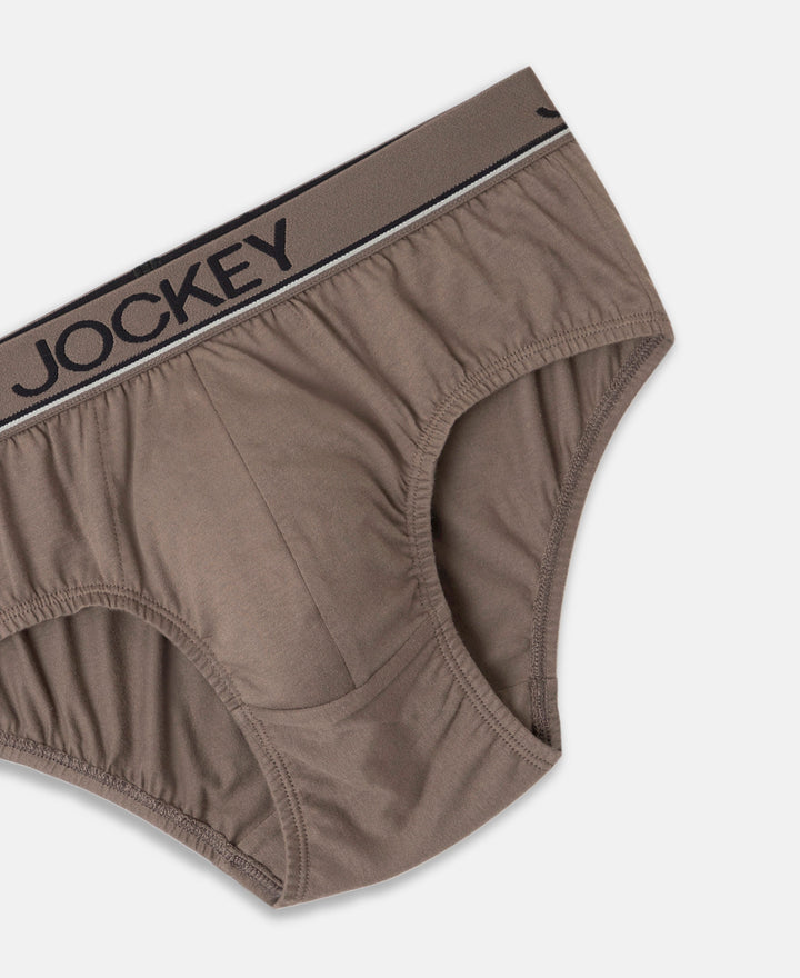 Super Combed Cotton Solid Brief with Ultrasoft Waistband - Dark Khaki