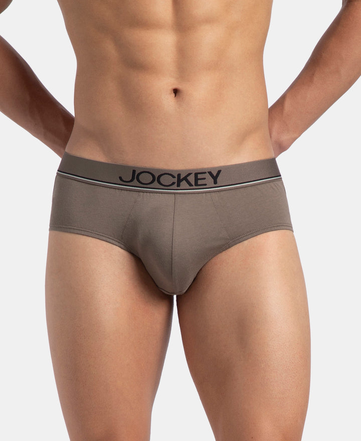 Super Combed Cotton Solid Brief with Ultrasoft Waistband - Dark Khaki (Pack of 2)