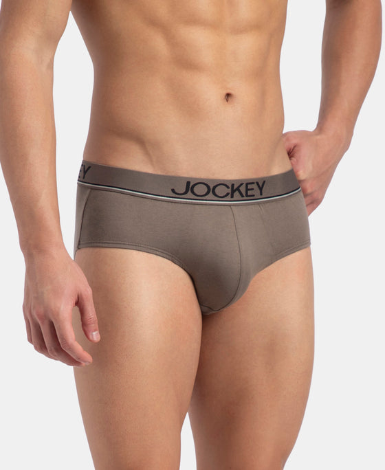 Super Combed Cotton Solid Brief with Ultrasoft Waistband - Dark Khaki
