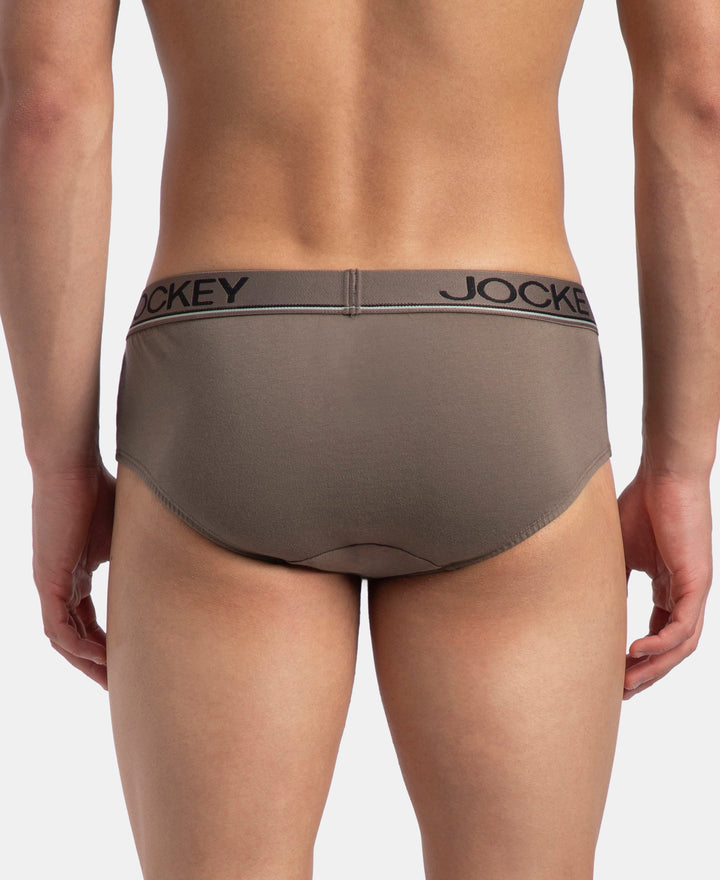 Super Combed Cotton Solid Brief with Ultrasoft Waistband - Dark Khaki (Pack of 2)