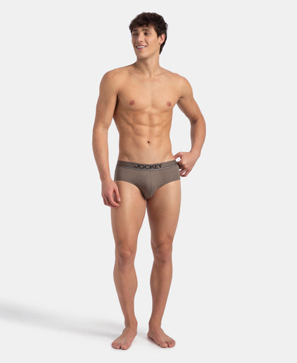 Super Combed Cotton Solid Brief with Ultrasoft Waistband - Dark Khaki