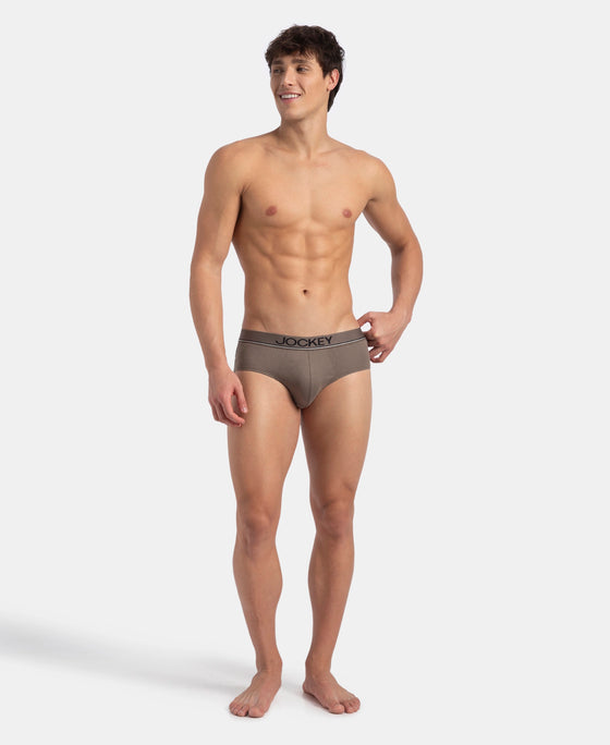 Super Combed Cotton Solid Brief with Ultrasoft Waistband - Dark Khaki