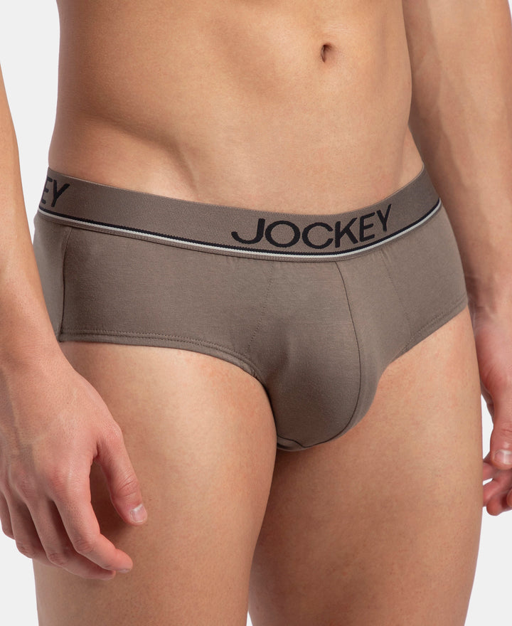 Super Combed Cotton Solid Brief with Ultrasoft Waistband - Dark Khaki (Pack of 2)
