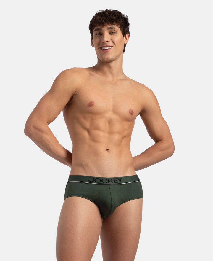 Super Combed Cotton Solid Brief with Ultrasoft Waistband - Deep Forest