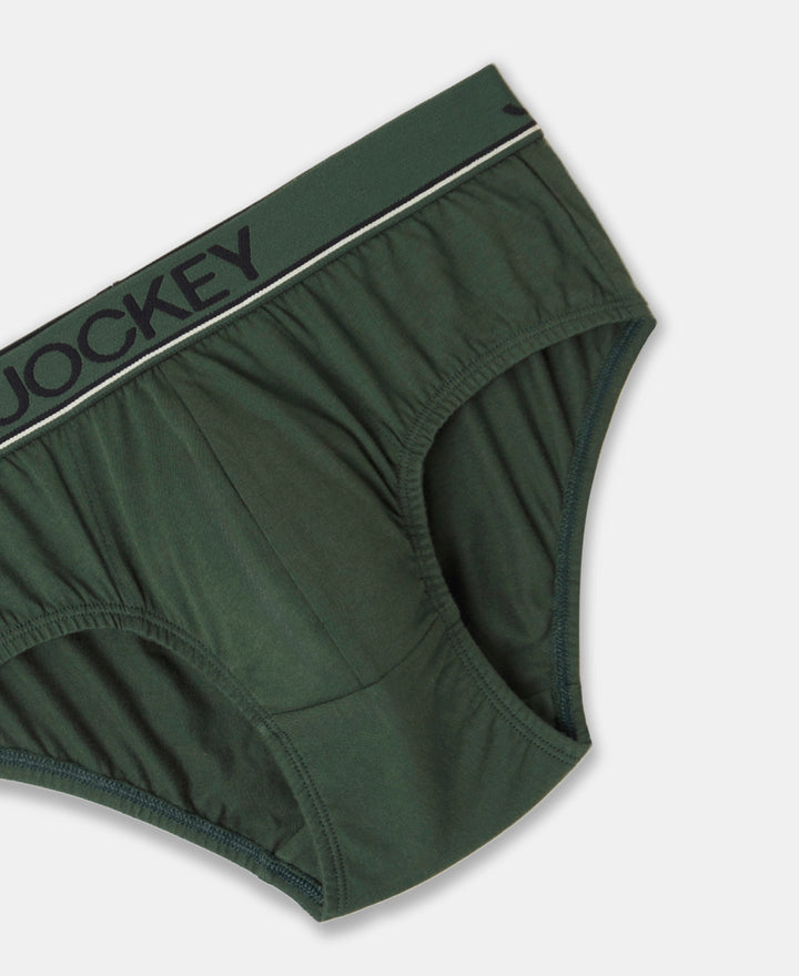 Super Combed Cotton Solid Brief with Ultrasoft Waistband - Deep Forest
