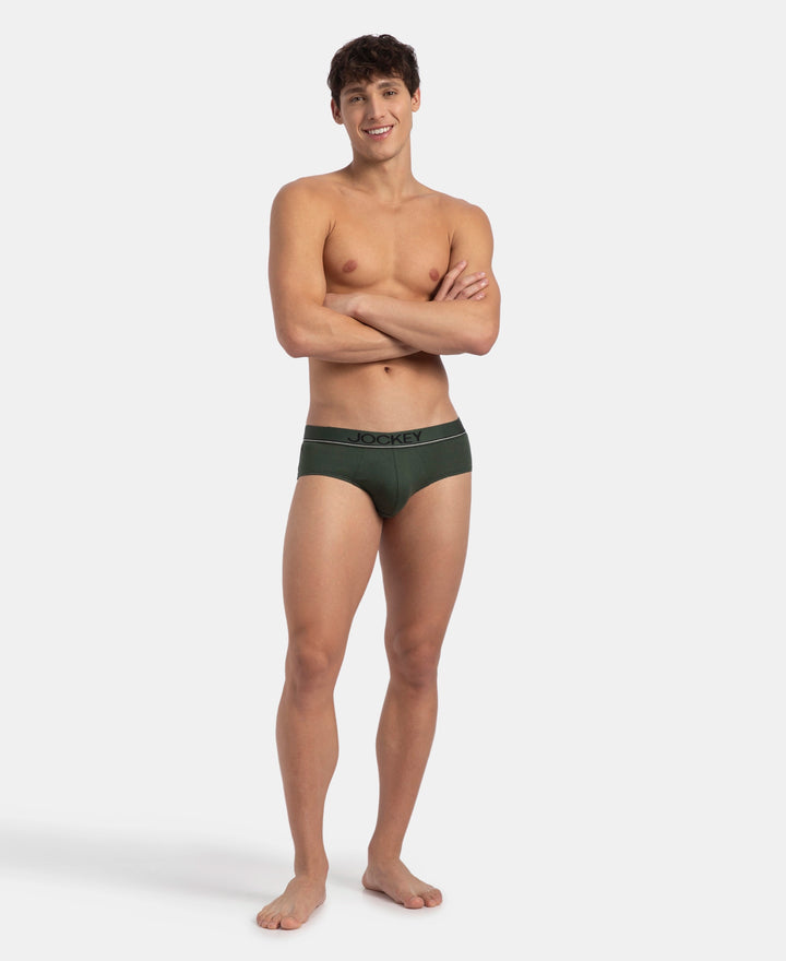 Super Combed Cotton Solid Brief with Ultrasoft Waistband - Deep Forest