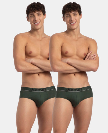 Super Combed Cotton Solid Brief with Ultrasoft Waistband - Deep Forest (Pack of 2)