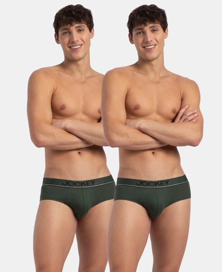 Super Combed Cotton Solid Brief with Ultrasoft Waistband - Deep Forest (Pack of 2)