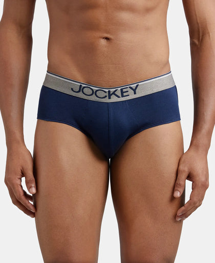 Super Combed Cotton Solid Brief with Ultrasoft Waistband - Navy (Pack of 3)