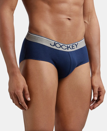 Super Combed Cotton Solid Brief with Ultrasoft Waistband - Navy (Pack of 3)