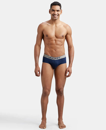 Super Combed Cotton Solid Brief with Ultrasoft Waistband - Navy (Pack of 3)