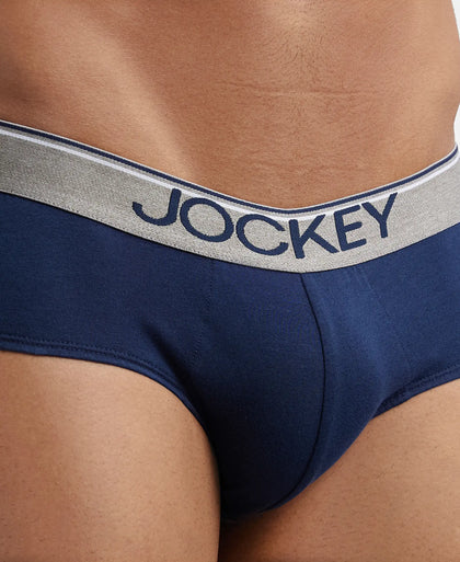 Super Combed Cotton Solid Brief with Ultrasoft Waistband - Navy (Pack of 3)