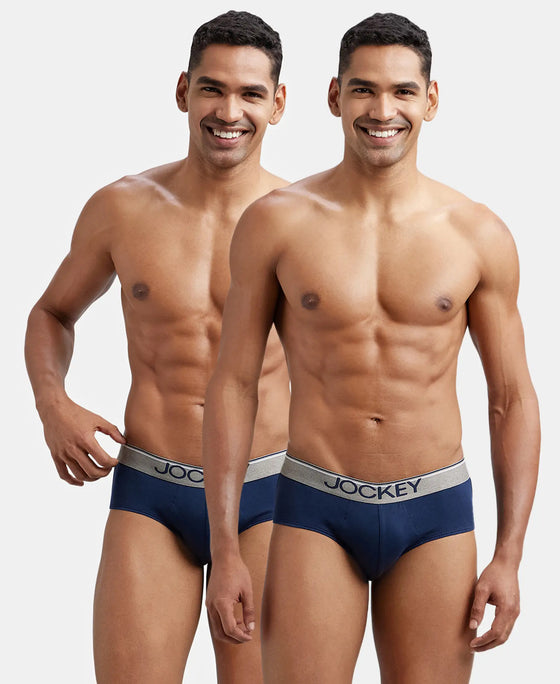 Super Combed Cotton Solid Brief with Ultrasoft Waistband - Deep Navy (Pack of 2)