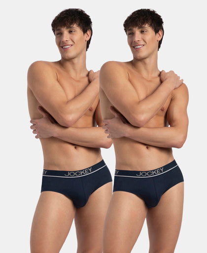 Super Combed Cotton Solid Brief with Ultrasoft Waistband - Deep Navy (Pack of 2)