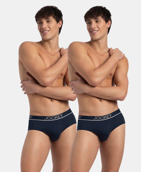 Super Combed Cotton Solid Brief with Ultrasoft Waistband - Deep Navy (Pack of 2)