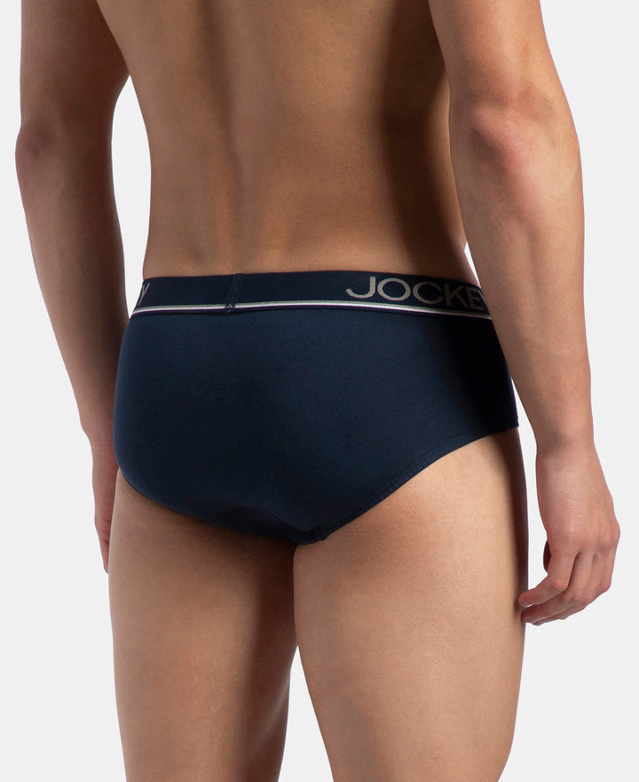 Super Combed Cotton Solid Brief with Ultrasoft Waistband - Navy (Pack of 3)