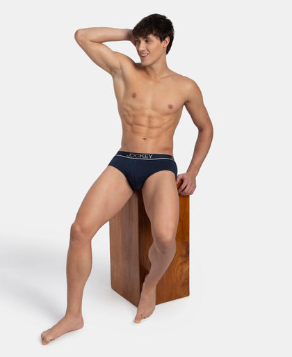 Super Combed Cotton Solid Brief with Ultrasoft Waistband - Deep Navy
