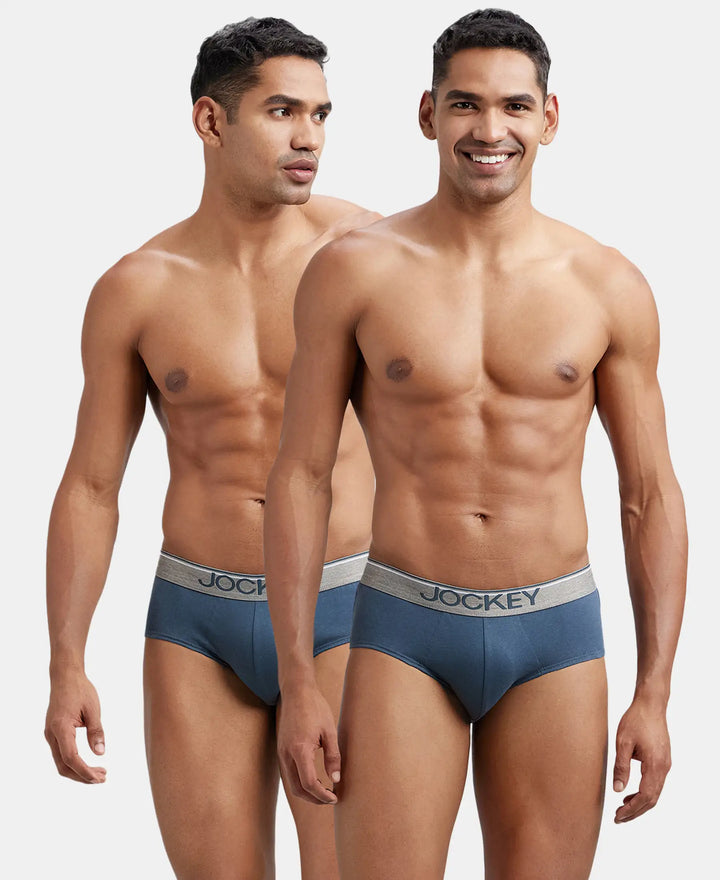 Super Combed Cotton Solid Brief with Ultrasoft Waistband - Deep Slate (Pack of 2)