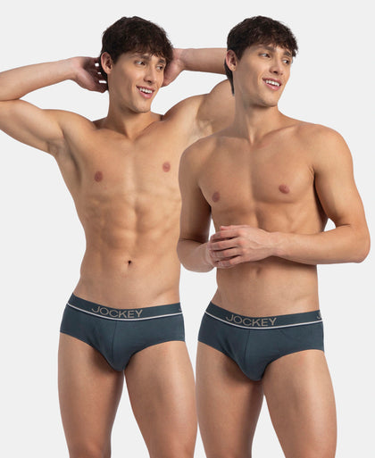 Super Combed Cotton Solid Brief with Ultrasoft Waistband - Deep Slate (Pack of 2)