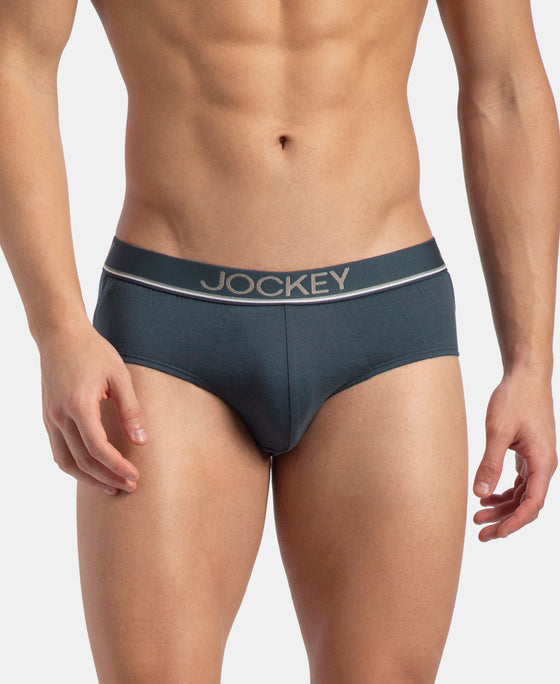 Super Combed Cotton Solid Brief with Ultrasoft Waistband - Deep Slate