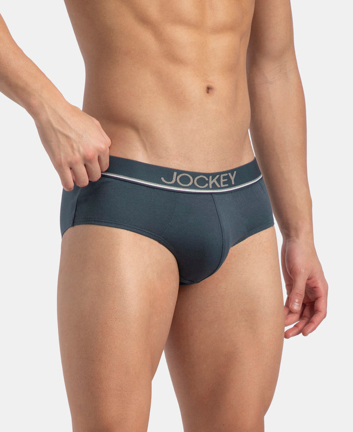 Super Combed Cotton Solid Brief with Ultrasoft Waistband - Deep Slate