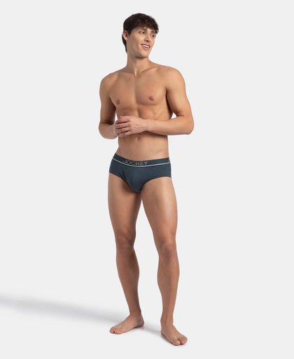 Super Combed Cotton Solid Brief with Ultrasoft Waistband - Deep Slate