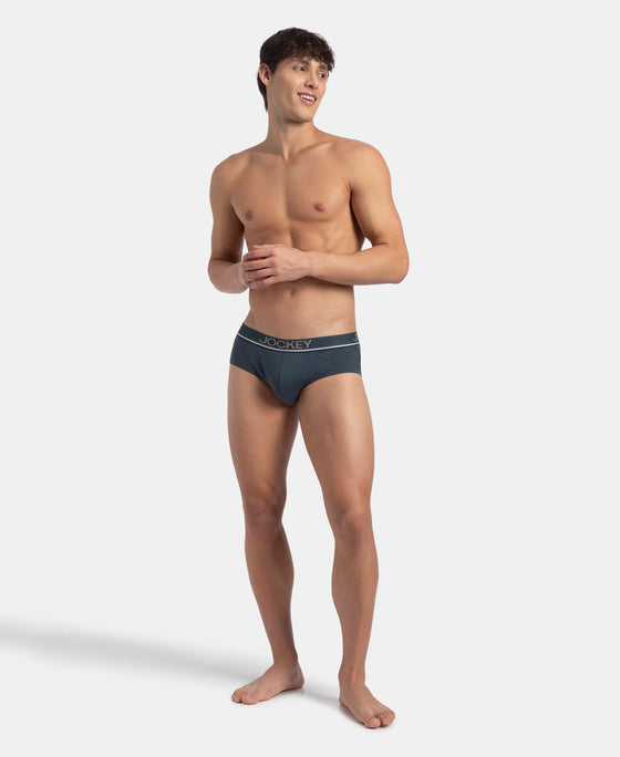 Super Combed Cotton Solid Brief with Ultrasoft Waistband - Deep Slate