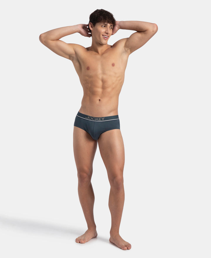 Super Combed Cotton Solid Brief with Ultrasoft Waistband - Deep Slate (Pack of 2)