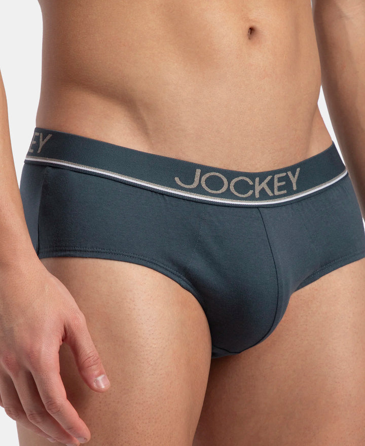 Super Combed Cotton Solid Brief with Ultrasoft Waistband - Deep Slate