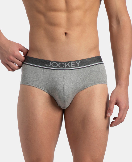 Super Combed Cotton Solid Brief with Ultrasoft Waistband - Grey Melange (Pack of 2)
