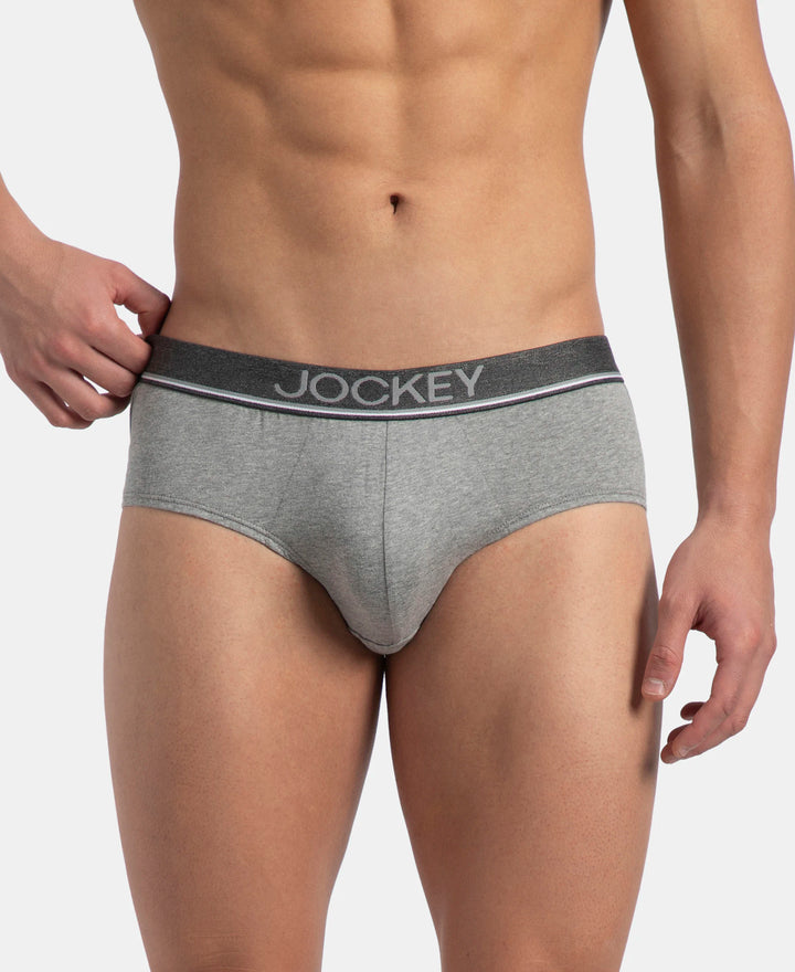 Super Combed Cotton Solid Brief with Ultrasoft Waistband - Grey Melange (Pack of 2)