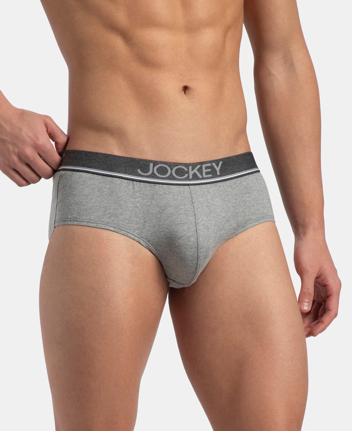 Super Combed Cotton Solid Brief with Ultrasoft Waistband - Grey Melange (Pack of 2)
