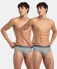 Super Combed Cotton Solid Brief with Ultrasoft Waistband - Grey Melange (Pack of 2)