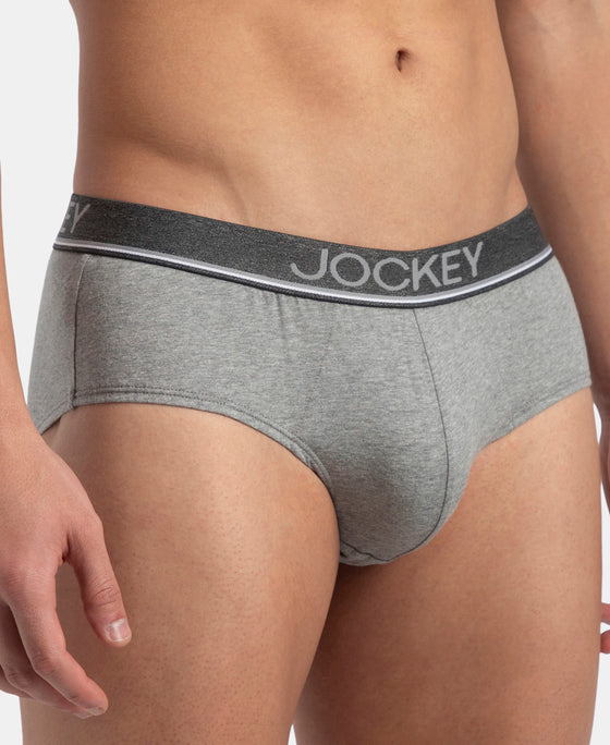 Super Combed Cotton Solid Brief with Ultrasoft Waistband - Grey Melange (Pack of 2)