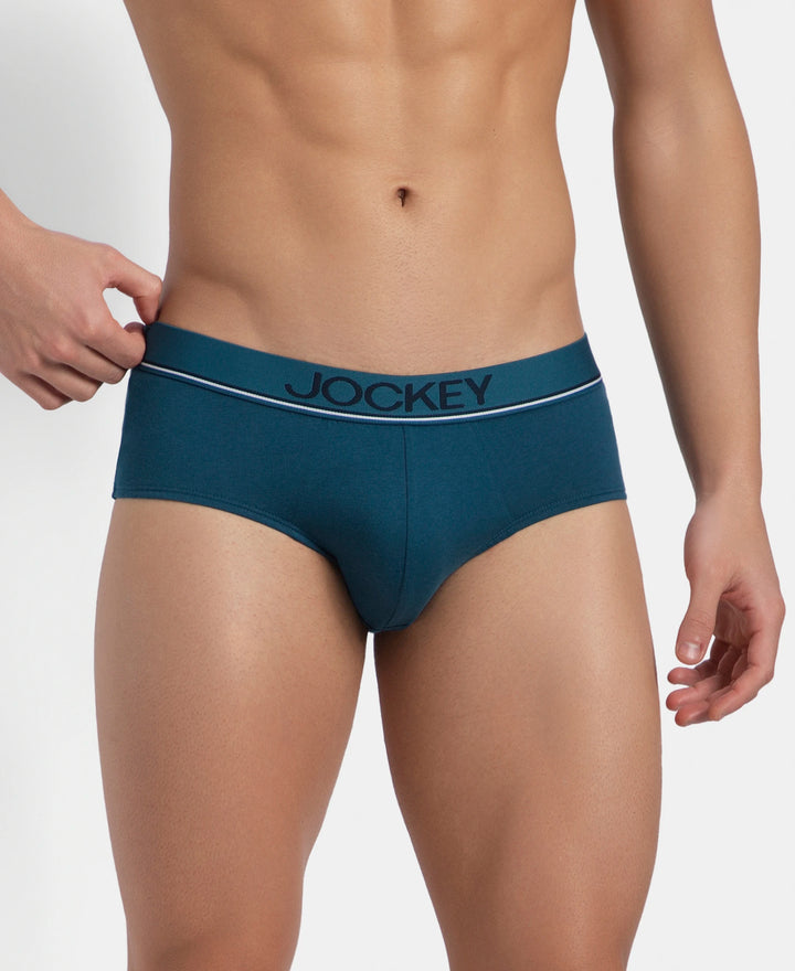 Super Combed Cotton Solid Brief with Ultrasoft Waistband - Seaport Teal
