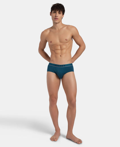 Super Combed Cotton Solid Brief with Ultrasoft Waistband - Seaport Teal
