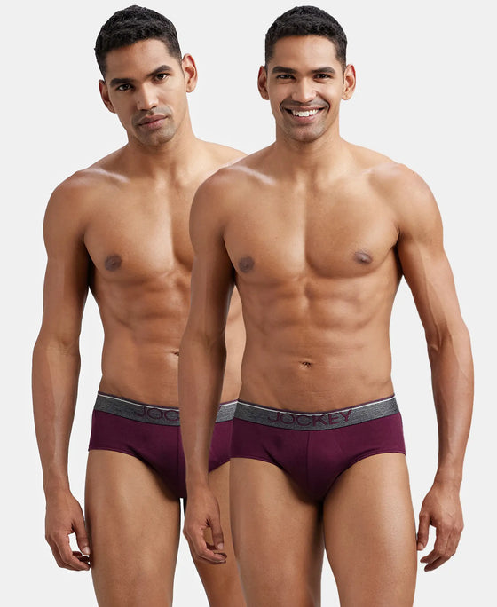 Super Combed Cotton Solid Brief with Ultrasoft Waistband - Wine Tasting (Pack of 2)
