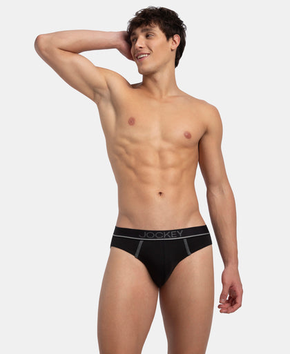 Super Combed Cotton Rib Solid Brief with Ultrasoft Waistband - Black