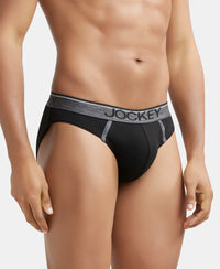 Super Combed Cotton Rib Solid Brief with Ultrasoft Waistband - Black (Pack of 2)