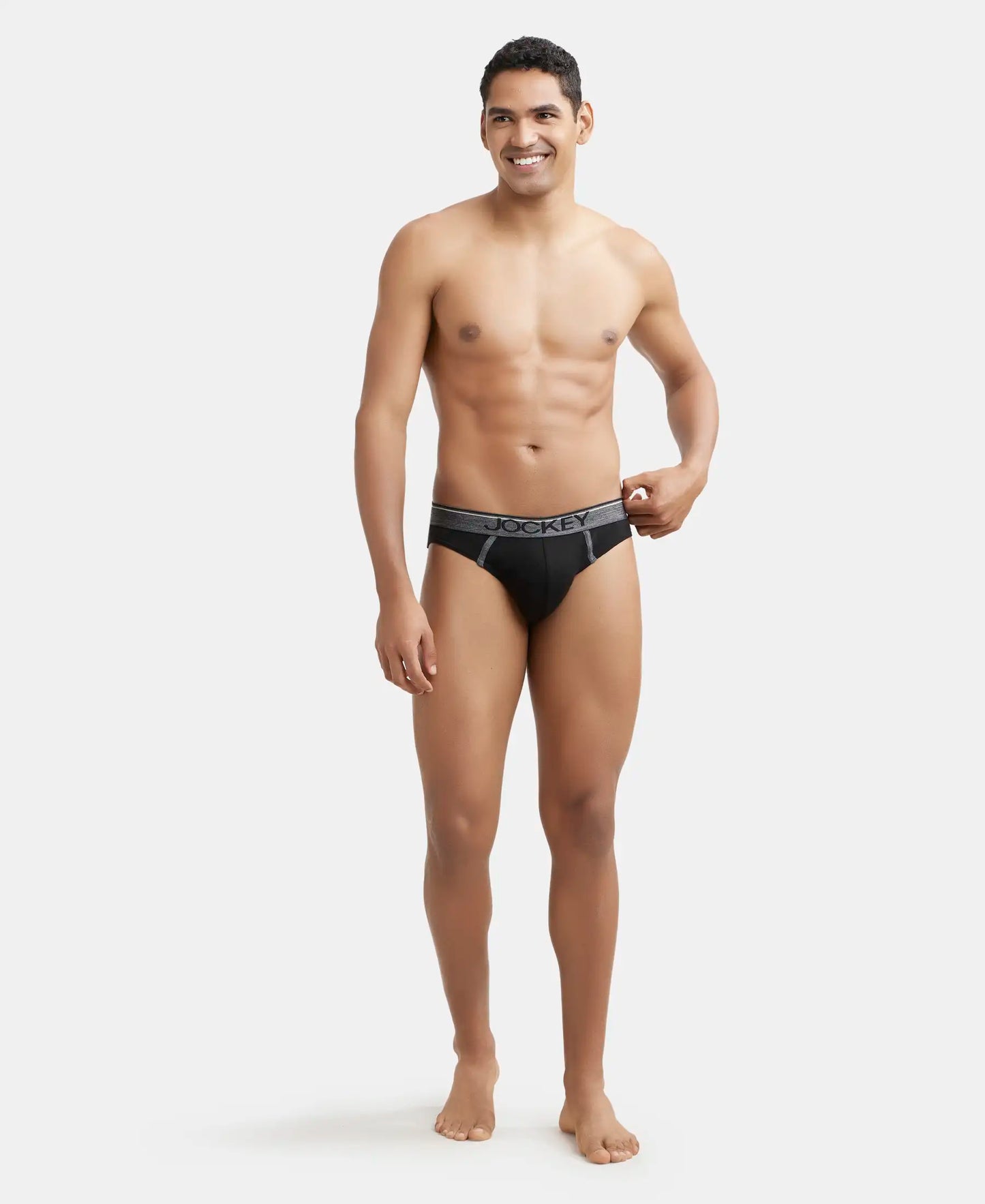 Super Combed Cotton Rib Solid Brief with Ultrasoft Waistband - Black (Pack of 2)